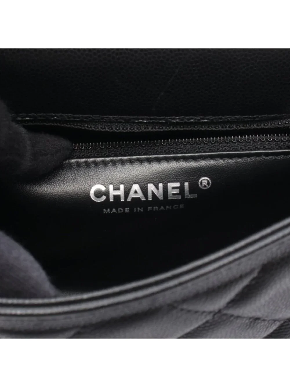 Chanel Shoulder Bag Quilted Black Caviar Leather Small Flap Chain